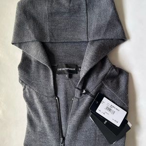 EMPORIO ARMANI for men Hooded pullover, gray long sleeves, New, Size XL